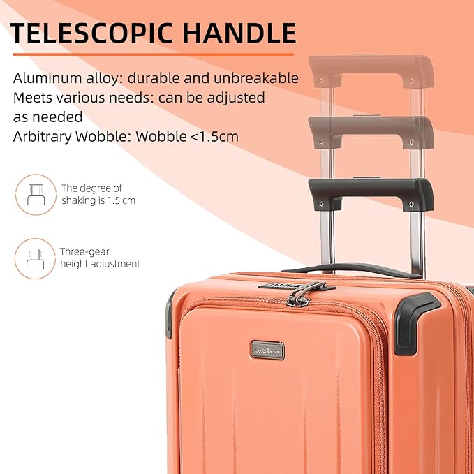 29 Inch Luggage, Top Opening Airline Approved ABS+PC Hard Shell Suitcases with Silent Wheels, TSA Lock,Front Pocket and Wet-dry Separated Six-piece Set (AD Orange, 29-Inch)