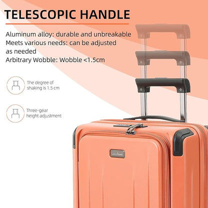 29 Inch Luggage, Top Opening Airline Approved ABS+PC Hard Shell Suitcases with Silent Wheels, TSA Lock,Front Pocket and Wet-dry Separated Six-piece Set (AD Orange, 29-Inch)