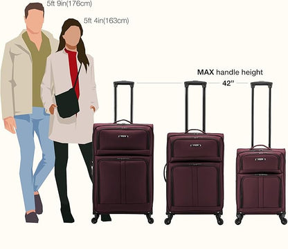 U.S. Traveler Anzio Softside Expandable Spinner Luggage, Burgundy, Carry-on 22-Inch