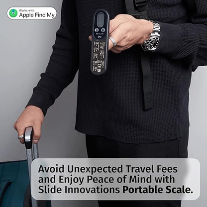 SLIDE INNOVATIONS Digital Luggage Scale, Compatible with Apple Find My (iOS), Suitcase Weight Scale and Tracker, Luggage Weighing Scale with 110-Pound Weight-Indicator Limit, Travel Accessory