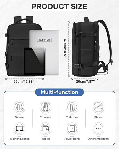 Vacuum Backpack Travel With Pump,Mochila De Viaje Compresion Al Vacio,Personal Item Travel Backpack With Vacuum System,Large Carry On Vacpack Backpacks For Women Men,Black