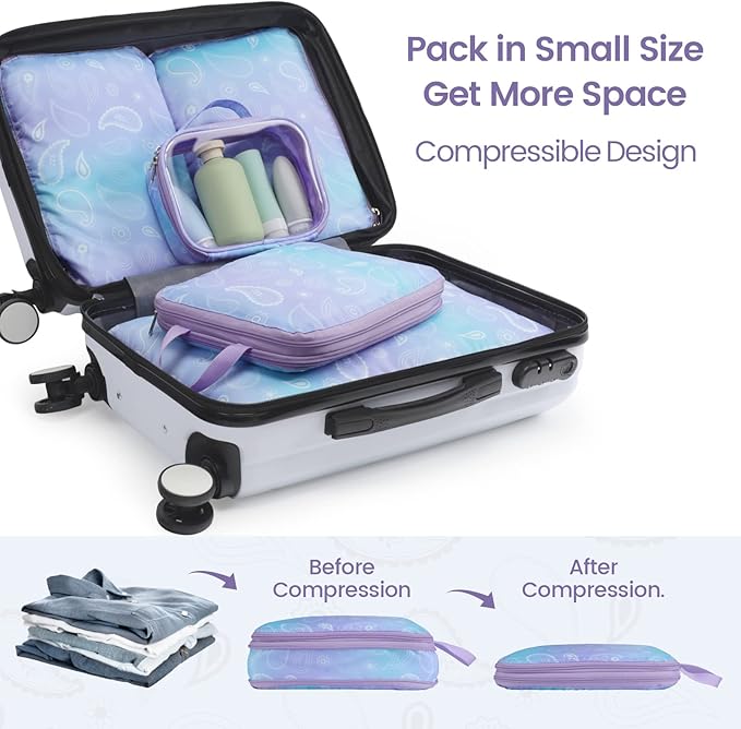 Cambond Compression Packing Cubes for Travel Women - Expandable Travel Bags Luggage Organizers Travel Essentials Compression Cubes for Travel Carry on Suitcases Organizer