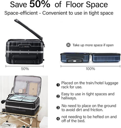 Hanke 26 Inch Large Checked Luggage PC Hard Shell Luggage Top Opening Travel Luggage Suitcases with Wheels for Woman Men.(Jet Black)
