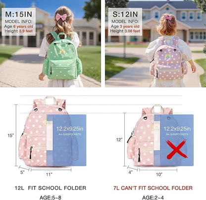 STEAMEDBUN Corduroy Toddler Backpack for Girls 2-4: Kids backpack for Boys Girls - 12 inch Preschool Kindergarten Backpacks - Polka Dot