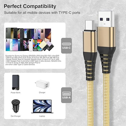 5Pack Short USB C Type C Cable 1FT,Nylon Braided Fast Charging 3A Quick Charger Cord,USB A to Type C Charger Cord Cable for iPhone 15 Samsung Galaxy S20 S10 S9 S8 Plus S10E, Note 20 10 9 8, Moto G7 G8