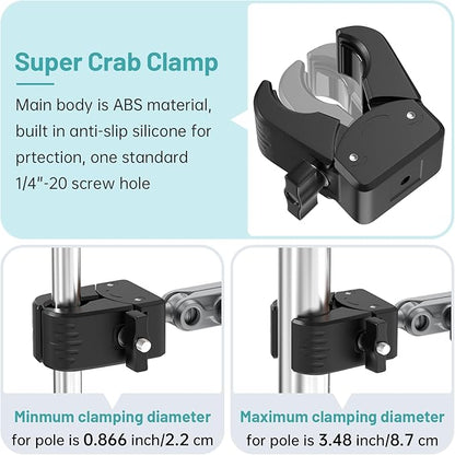 Mic Stand Phone Holder,2-Stage Magic Arm Super Clamp Phone Clip for Microphone Stand, Flexible Adjustable iPhone Music Stands Mount for iPhone17 16 15 14 13 12 11 Galaxy Nexus LG All Smartphones