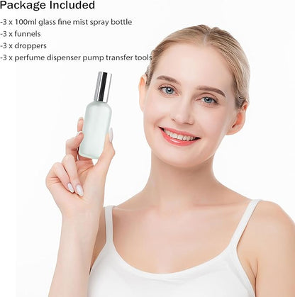 YU FENG Perfume Bottles Empty Glass Refillable Atomizer 3 Pack 100ml/3.4oz