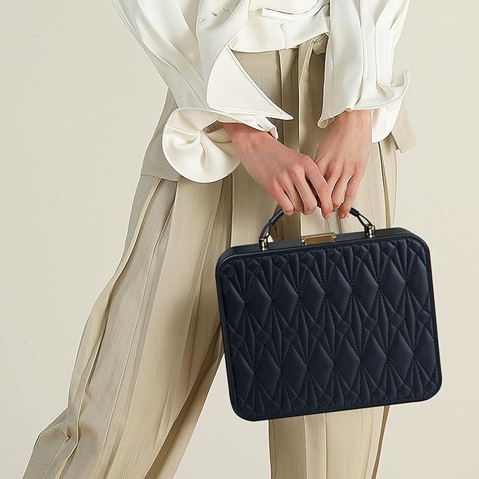 Travel Jewelry Box Jewelry Storage Case Jewelry Suitcase for Women and Men 2 Layer Jewelry Organizer Box with Removable Tray (Black)