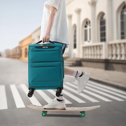 LIGHTGO Lightweight Softside Luggage,20inch Carry on, Water-Resistant, TSA Approved Lock, Spinner Wheel, Navy Blue, 20inch