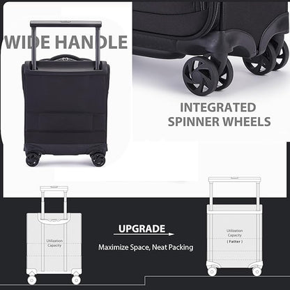 Verage Carry On Luggage with Wheels, 15 Inch Underseat Spinner Luggage Pro, Underseat Personal Item Travel Bag for Men and Women, Carry On Bags for Airplanes, Black