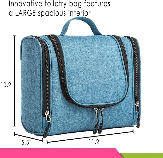 Bago Travel Toiletry Bag for Women and Men X-Large Waterproof Hanging Large Toiletry Bag for Bathroom and Travel Bag for Toiletries Organizer -Travel Makeup Bag (SnowBlue)