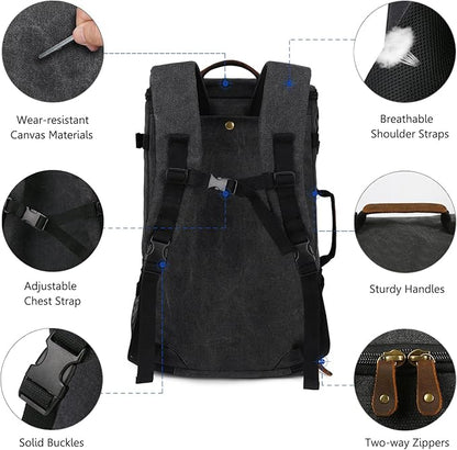 G-FAVOR Travel Backpack for Men, 40L Flight Approved Carry On Backpack, Water Resistant Canvas Weekender with 17.3" Laptop Sleeve, Convertible Duffel Bag for Airplane, Business & Travel