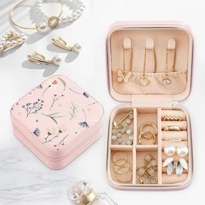 MAYCARI Jewelry Box with Cute Flowers Dandelion Pattern Design, PU Leather Jewelry Travel Organizer Case-Rings/Earrings/Necklace Storage Box for Women Birthday Mom Friends Her Bridesmaids Girls s