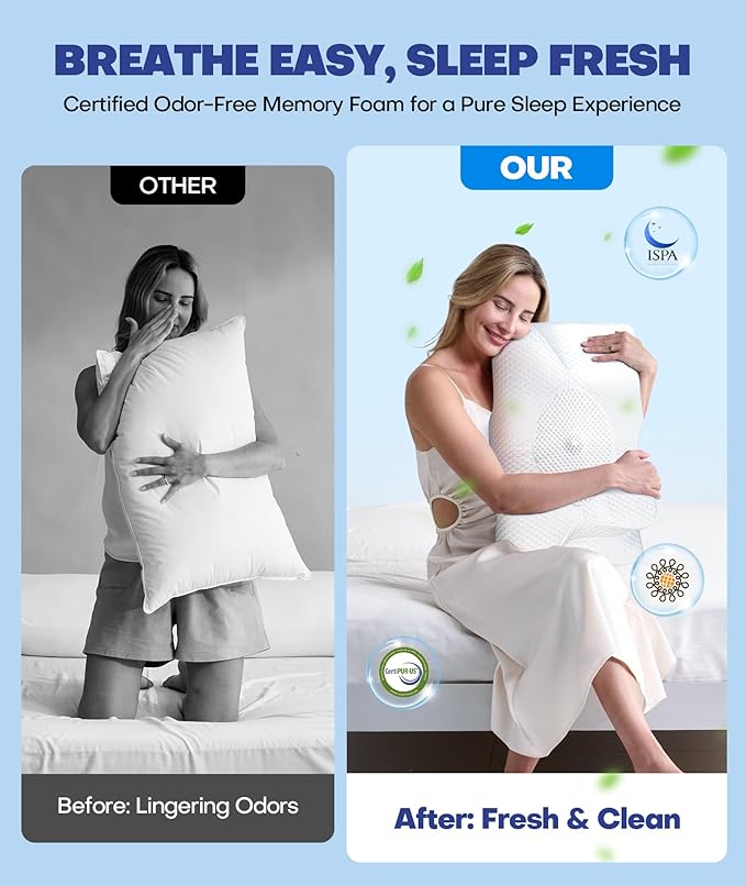 Sleep Doctor Approved Cervical Neck Pillow for Sleeping, Ergonomic Contour Side Sleeper Pillows for Adults, Cooling Orthopedic Pillow for Pain Relief Support, Memory Foam Pillows Back Stomach Sleepers