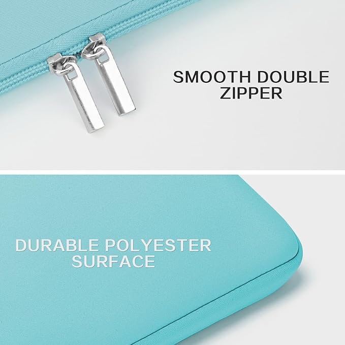RAINYEAR 14 Inch Laptop Sleeve Protective Case Soft Fluffy Lining Cover Carrying Bag with Front Pocket & Accessories Pouch, Compatible with 14" Notebook Computer Chromebook (Blue, Upgraded Version)