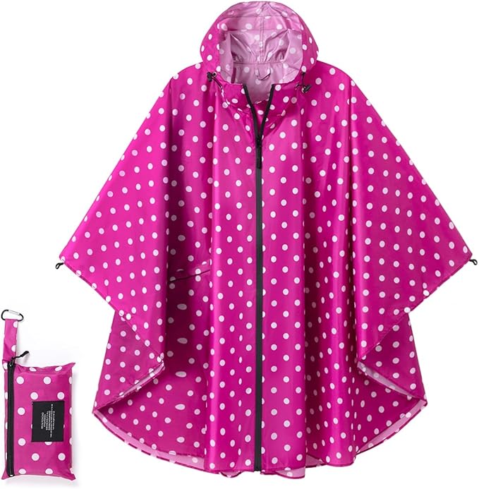 Fashion Hooded Rain Poncho Waterproof Raincoat Jacket with pocket for Women/Men/Adult