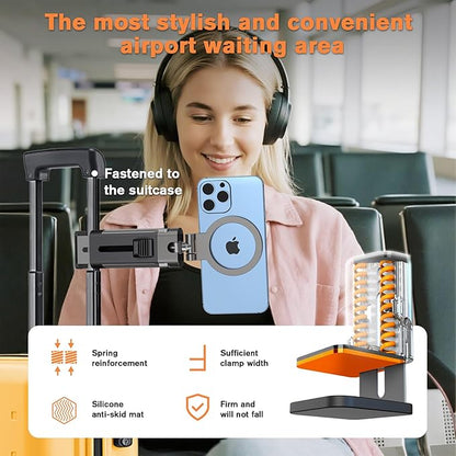 Airplane Phone Holder Mount,360° Adjustable Hands-Free Mount,Handsfree Airport Mount Long Flight Must Haves for Woman Man Fits iPhone 17 16 15 14 Pro Max Series
