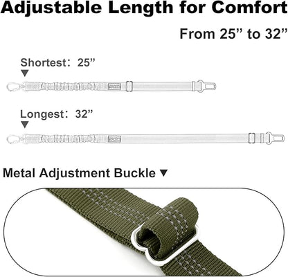 Dog Seat Belt for Car, Adjustable Dog Car Harness Seatbelt for Small Medium Large Dogs, Heavy Duty Travel Safety Restraint with Locking Aluminum Hook & Reflective Nylon Strap, Ranger Green