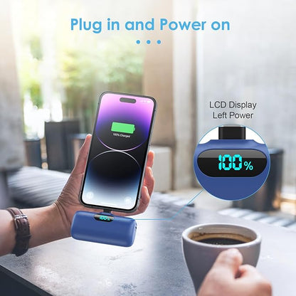Mini Portable Charger USB C Power Bank,Upgraded 5000mAh PD Fast Charging Battery Pack Built-in USB-C Connector Travel Essential for iPhone17/17Pro/17Pro Max/Air/16 Plus/16Pro Max/15 Series Android