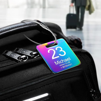 Customized Stainless Steel Luggage Tags: Personalize Your Suitcases, Backpacks, and Bags with Your Text - Custom Initial Text Name ID,Number