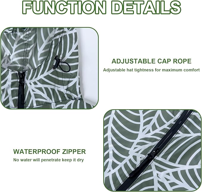 Hooded Rain Ponchos for Adult - Rain Coat and Rain Jacket with Waterproof Pocket and Zipper