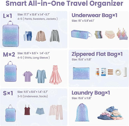 Cambond Compression Packing Cubes for Travel Women - Expandable Travel Bags Luggage Organizers Travel Essentials Compression Cubes for Travel Carry on Suitcases Organizer