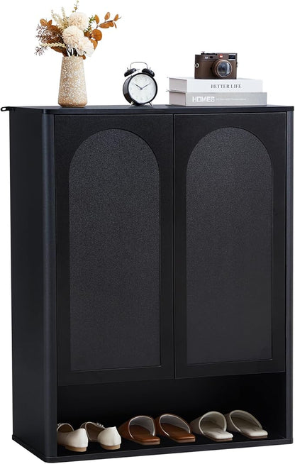 40.94'' Tall and Large Shoe Storage Cabinet with Doors and Adjustable Shelves, 5-Tier Modern Shoe Rack Cabinet Storage for Entryway, Entrance, Hallway, Living Room - Black