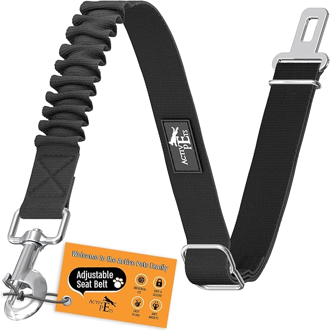 Active Pets Dog Seatbelt, Adjustable Safety Dog Seat Car Harness, Dog Seat Belt for Pets - Durable Dog Seatbelts for Cars - Dog Car Seat Belt for Dogs, Dog seat Belts for Large Dogs, Medium, & Small