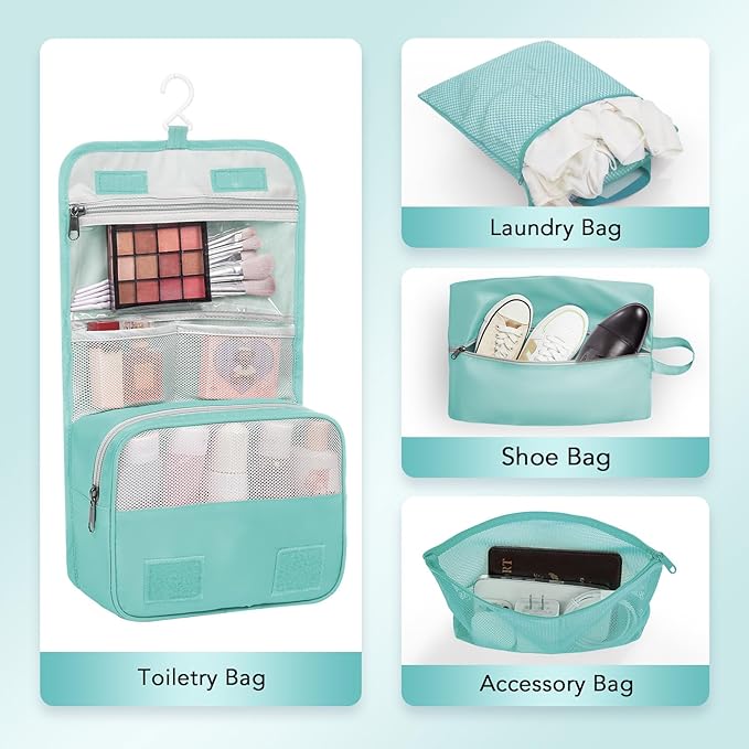 8 Set Compression Packing Cubes for Travel Essentials,Compressible Expandable Packing Cubes for Suitcase,OlarHike Luggage Organizer Bags for Travel,Handy Helper for Organizing Clothes(Cyan)