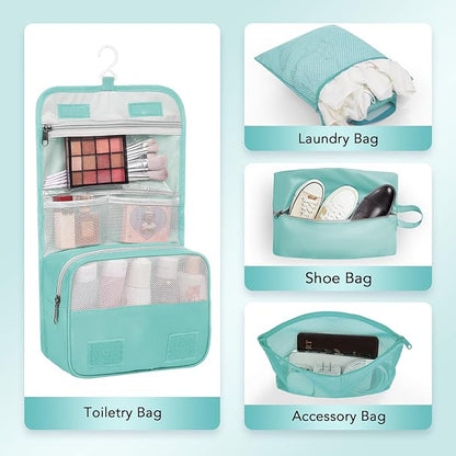 8 Set Compression Packing Cubes for Travel Essentials,Compressible Expandable Packing Cubes for Suitcase,OlarHike Luggage Organizer Bags for Travel,Handy Helper for Organizing Clothes(Cyan)