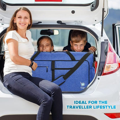 Bago Rolling Duffle Bag with Wheels - 30" 100L Foldable Weekender Bag, Waterproof Travel Duffel Bags, Heavy Duty Lightweight Duffle Bags for Traveling, Rolling Duffels with Wheels (SnowDepBlue)