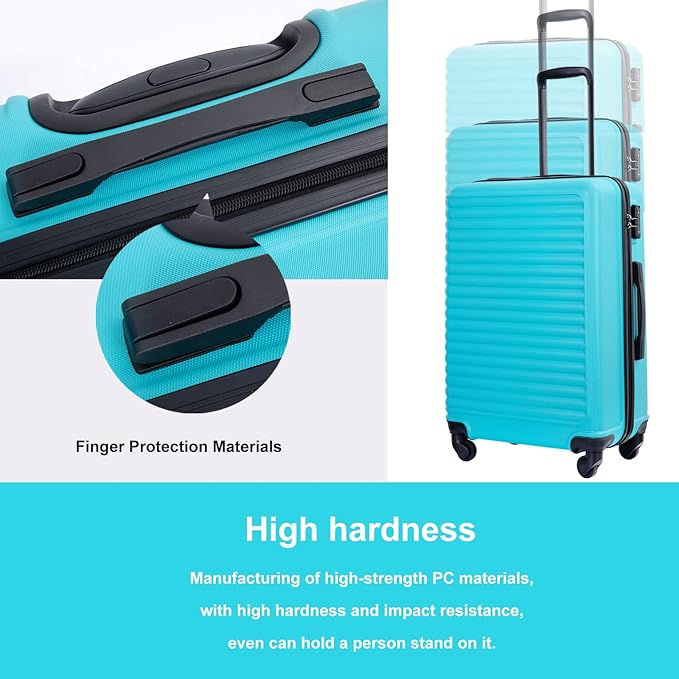 Travelhouse Luggage Sets, Expandable Hardside Suitcases 24in/28in, Carry on 20in,3 Piece Set Travel Luggages Clearance with Double Spinner Wheels TSA Lock Lightweight (Turpuoise-85)