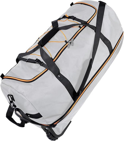 110L Expandable to 140L 32” Foldable Oxford Soft-Sided Rolling Duffle Bag with 2 Heavy-Duty Wheels,3 Large Compartments,Adjustable Shoulder Strap and Attached Organizer Pouch,Grey
