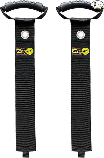 Easy-Carry Wrap-It Storage Straps - 36” (2-Pack) Black with Grommet - Heavy Duty Cord Carrying Strap Keeper and Extension Cord Organizer
