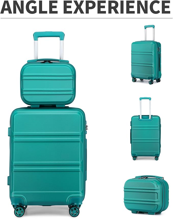 Kono Carry On Luggage Set Airline Approved Lightweight PC+ABS Carry On Suitcase with TSA Lock Spinner Wheels Durable Luggage Hardside Turquoise