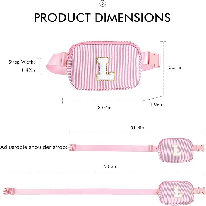 YOOLIFE Christmas Gifts for Girls Kids | Birthday Gifts for 3 4 5 6 7 8 9 10 11 12 13 Year Old Girl | Initial Fanny Pack Belt Bag Purse | Stocking Stuffers for Girls Teen Daughter Sister | Pink A