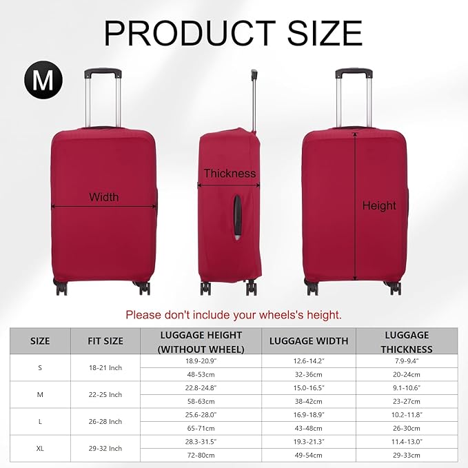 uxcell Travel Luggage Cover, Washable Suitcase Covers for Luggage Anti-scratch Suitcase Protector Elastic Baggage Protective, Fits 22-25 Inch Suit Case, Wine Red