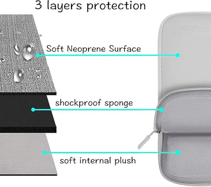 MOSISO Laptop Case 13.3 inch, 13-13.3 inch Laptop Sleeve Bag Compatible with MacBook Air/Pro 13 / Pro 14, HP Dell ASUS, Neoprene Carrying Computer Bag with Handle&Detachable Small Case, Gray