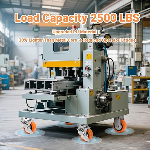 4"x2" Heavy Duty Casters - Industrial Casters Set of 4, Polyurethane Wheel Capacity up to 2500 lbs, Swivel Caster Use for Workbenches, Platform Truck, Dollies Cart(2 Brake & 2 Rigid)