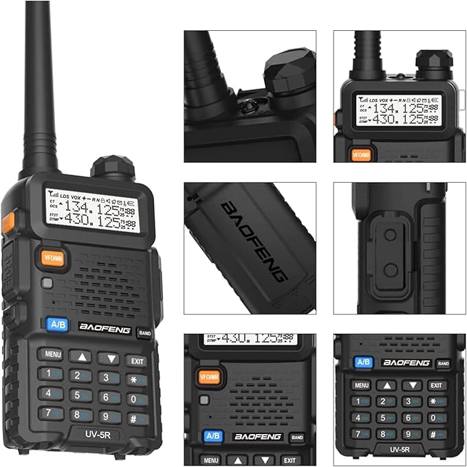 Baofeng UV-5R Dual Band Two Way Radio Handheld Ham Radio Long Range Walkie Talkies Pack of 6 for Hiking Camping Hunting Skiing Trip(Black) with 8W