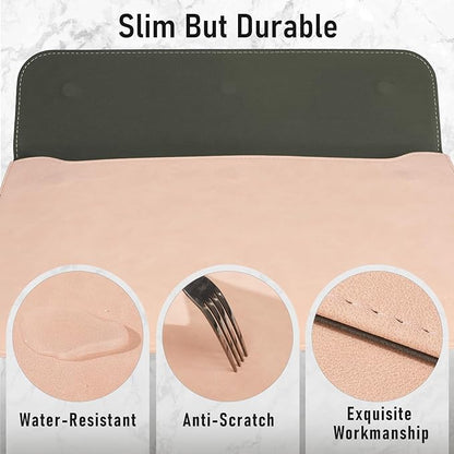Allinside 13 Inch Laptop Sleeve Case for MacBook Air 13 2018-2025/MacBook Pro 13 2016-2022/Macbook Pro 14 2021-2024, Waterproof Matte PU Leather Horizontal Envelope Protective Case Cover, Flesh Pink