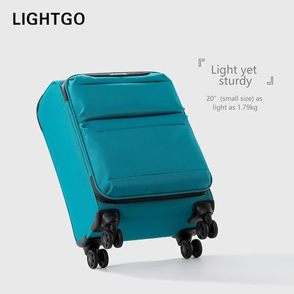 LIGHTGO Lightweight Softside Luggage,20inch Carry on, Water-Resistant, TSA Approved Lock, Spinner Wheel, Turquoise, 20inch
