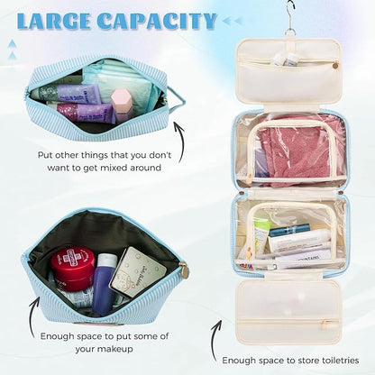 Personalized Toiletry Bag Monogram Makeup Bag Birthday Gifts for Kids Girls Cosmetic Bag Travel | Christmas Gifts for Teenage Girls Stocking Stuffers for Teen Girl Daughter Gifts - Blue A