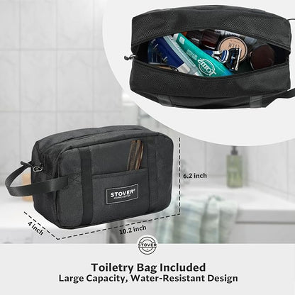 STOVER 80L Rolling Duffel Bag with Wheels, Large Durable Travel Duffle + Toiletry Bag, Heavy Duty, Packable, Foldable with Shoulder Straps- Use as Luggage or Backpack, Men/Women (Black)