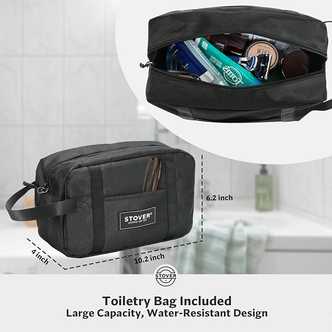 STOVER 80L Rolling Duffel Bag with Wheels, Large Durable Travel Duffle + Toiletry Bag, Heavy Duty, Packable, Foldable with Shoulder Straps- Use as Luggage or Backpack, Men/Women (Green)