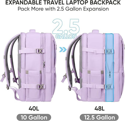 BALEINE Travel Backpack for Women Men, Large Sturdy Carry On Laptop Backpack Gifts for Business, Casual, Weekender, Hiking (XL, Lavender)