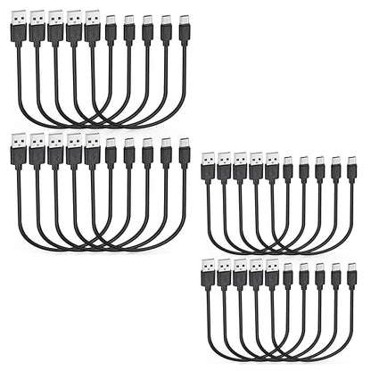 Smays Short 1ft USB C Cable 20-Pack Bulk, USB A to Type C Fast Charging Cord Multipack, Black