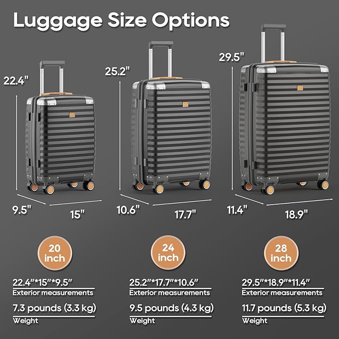 Joyway Carry On Luggage, 20 IN Suitcase Hardside Checked with TSA Lock (Gray, 20'')