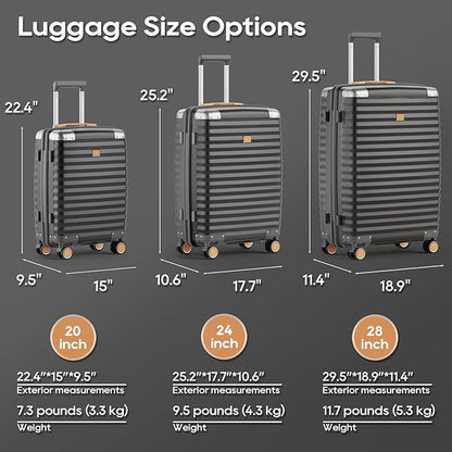 Joyway Carry On Luggage, 20 IN Suitcase Hardside Checked with TSA Lock (Gray, 20'')