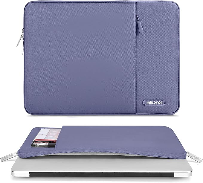 MOSISO Laptop Case 13 inch, 13 inch Laptop Sleeve Compatible with MacBook Air M4 M3 M2 M1 2025-2018 / Pro M2 M1 2025-2016, Polyester Vertical Computer Sleeve Bag with Pocket, Lavender Gray